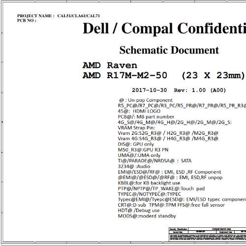 Dell Inspiron 3585 3785 Compal LA-F121P CAL51 Rev 1.0 Schematic.PDF and BoardView.PDF