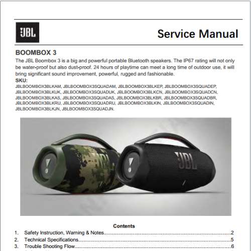 JBL Boombox 3 Service Manual  V1.5 schematic and boardview.PDF