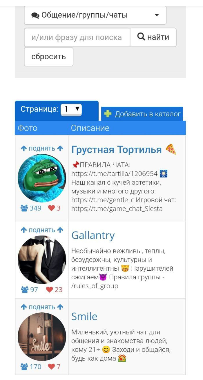 Каталог популярных русскоязычных чатов на Tgram.ru